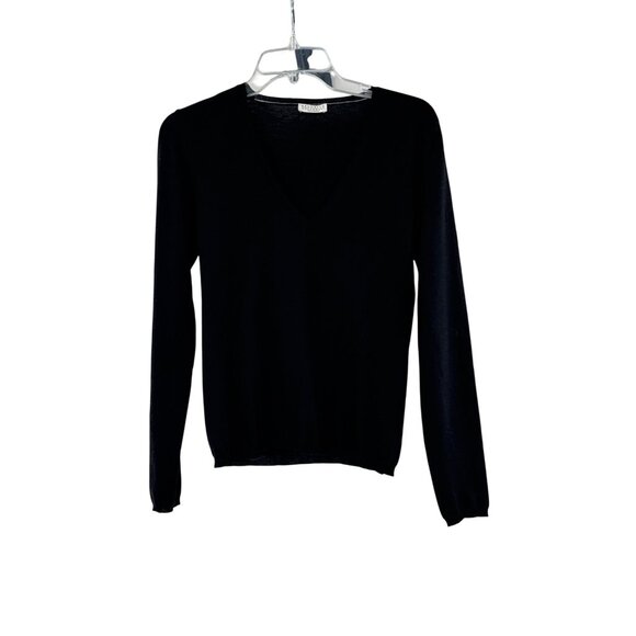 Brunello Cucinelli V-Neck Black Cashmere Blend Sweater M - Picture 1 of 9